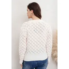 LOOK SHOP - Sweater Mujer Tejido Premium, Cuello Redondo, Lana 7021