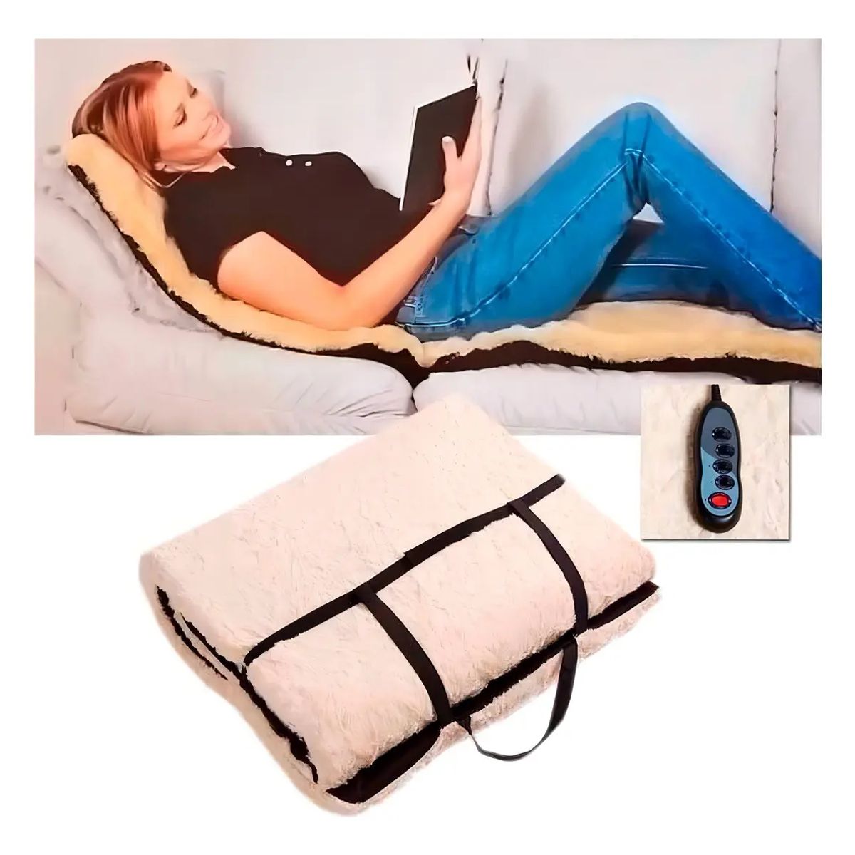 MOVI - Colchoneta Masajeadora Eléctrica con Calor 9 Modos de Masaje Cuerpo Completo Portátil