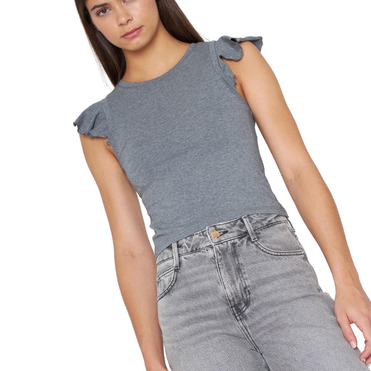 JACINTA TIENDA - Polera Gracia alitas III gris Jacinta Tienda