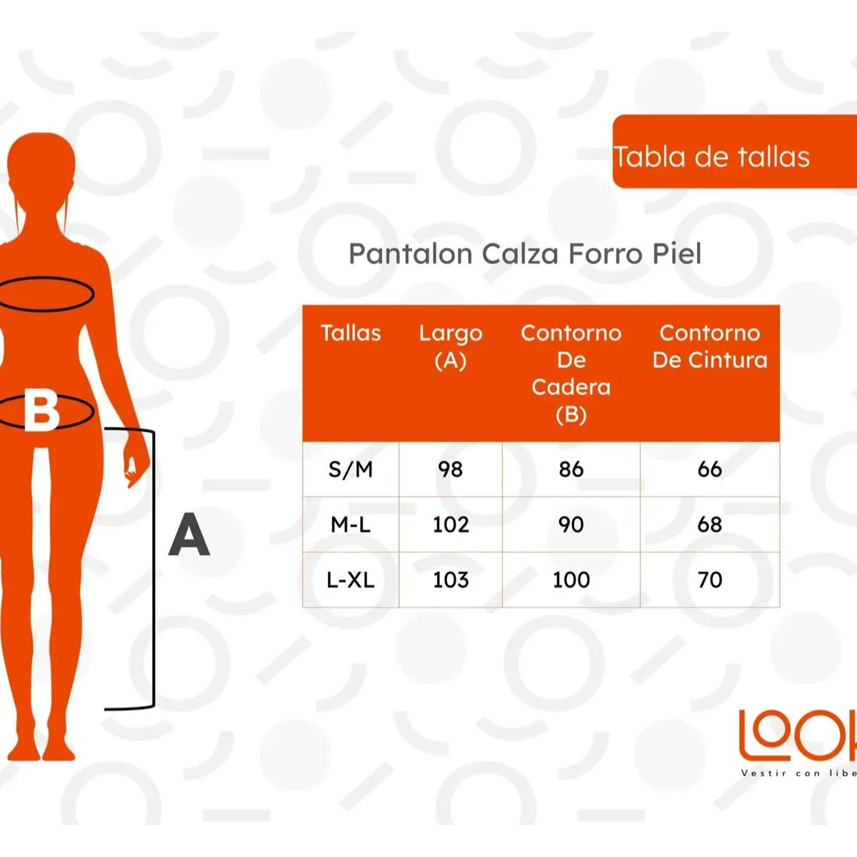 LOOK SHOP - Pantalón Calza Forro Piel. Bolsillo Cierre. M A Xl. O597