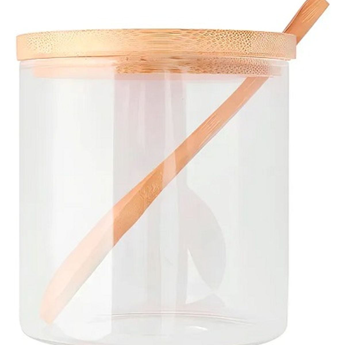 GENERICO - Pack 3 Frascos De Vidrio Con Tapa Bambu + Cucharas Y Soporte