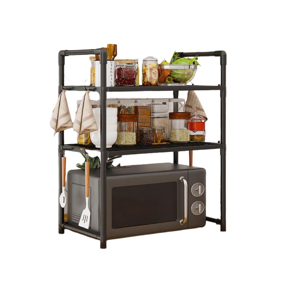 GENERICO - Rack Estante Organizador Microondas Multiusos 3 Niveles Color Negro