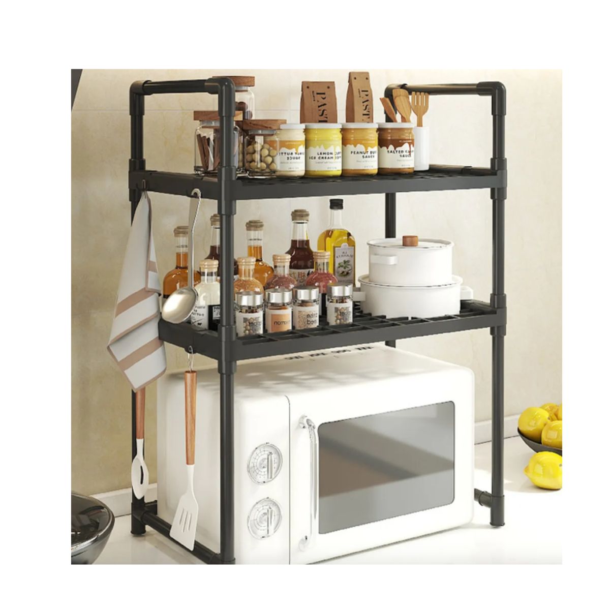 GENERICO - Rack Estante Organizador Microondas Multiusos 3 Niveles Color Negro