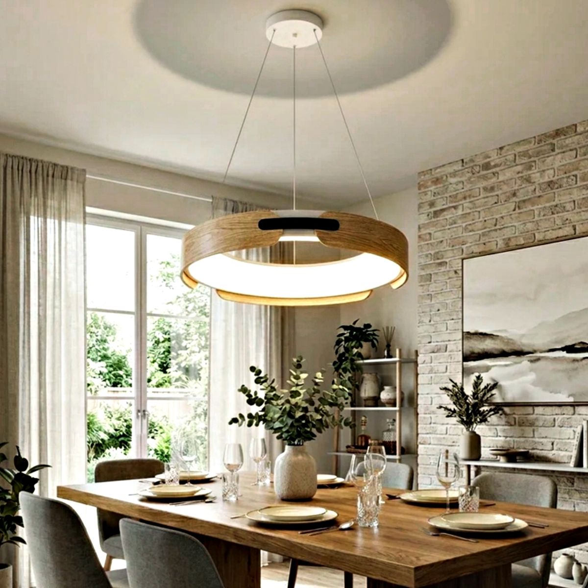 ARTIHOGAR - Lampara  Nordica Led Tres Tonos de Luz Color Caoba