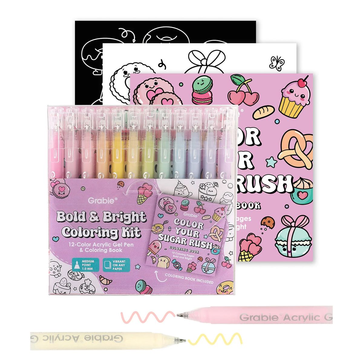 GRABIE - Kit Bold & Bright 12 Bolígrafos + Bloc Colores Sugar Rush