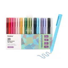 GRABIE - Set de 20 Bolígrafos de Gel Retráctiles de Colores