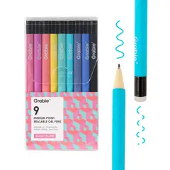 GRABIE - Set de 9 Bolígrafos de Gel Borrables Tonos Clasicos