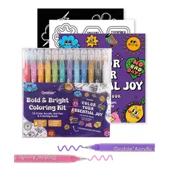 GRABIE - Kit Bold & Bright 12 Bolígrafos + Bloc Colores Esenciales