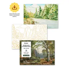 GRABIE - Libro de Acuarela para Colorear 15 hojas A5 300g/m² Bosque