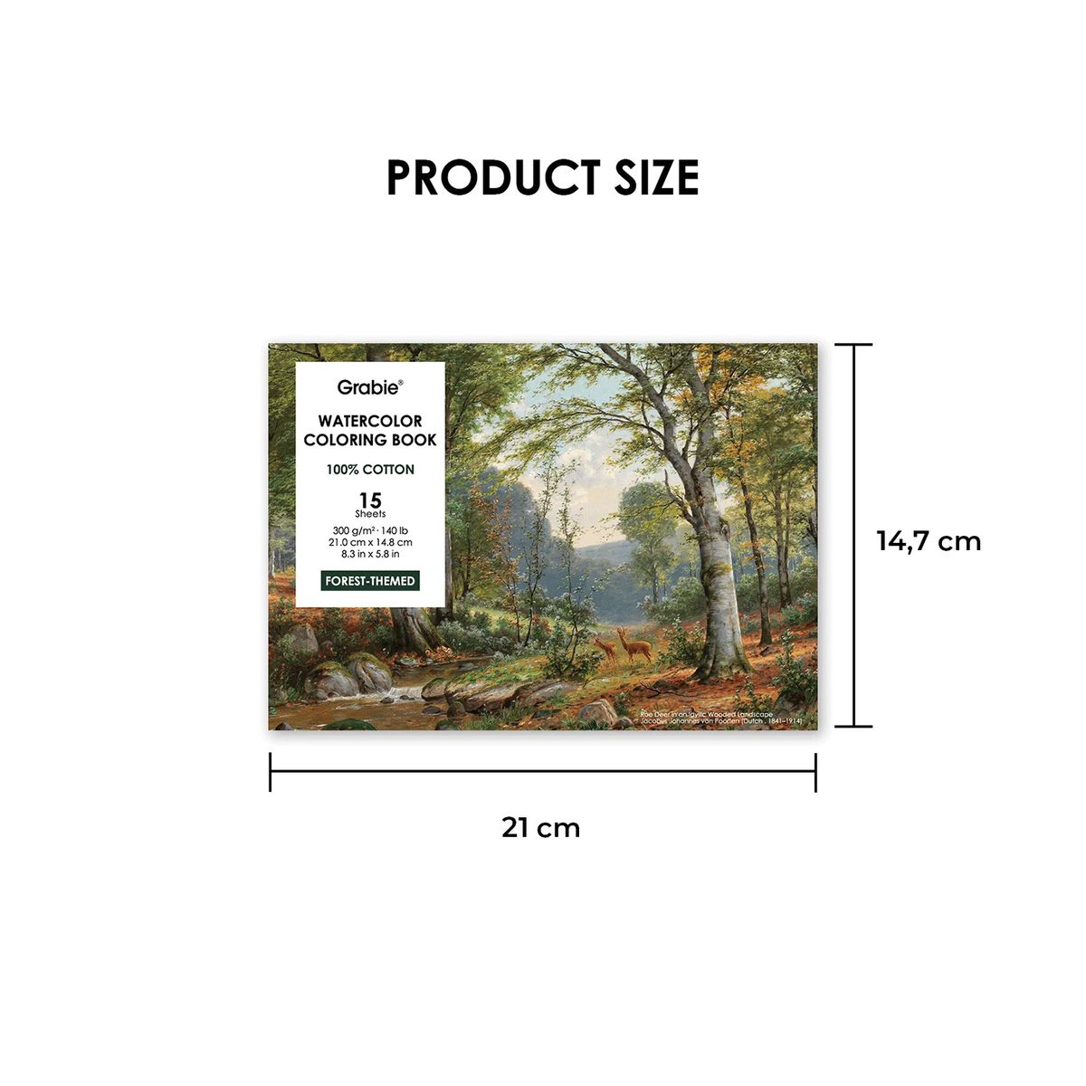 GRABIE - Libro de Acuarela para Colorear 15 hojas A5 300g/m² Bosque
