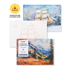 GRABIE - Libro de Acuarela para Colorear 15 hojas A5 300g/m² Paisajes