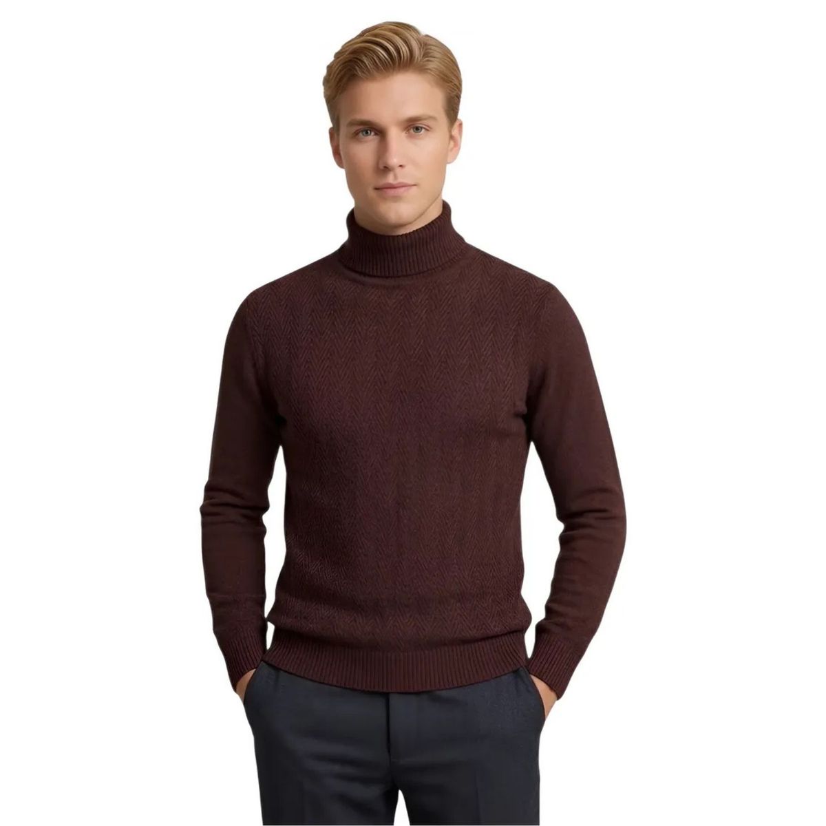 LOOK SHOP - Sweater Tejido Hombre Cuello Subido Beatle. 108