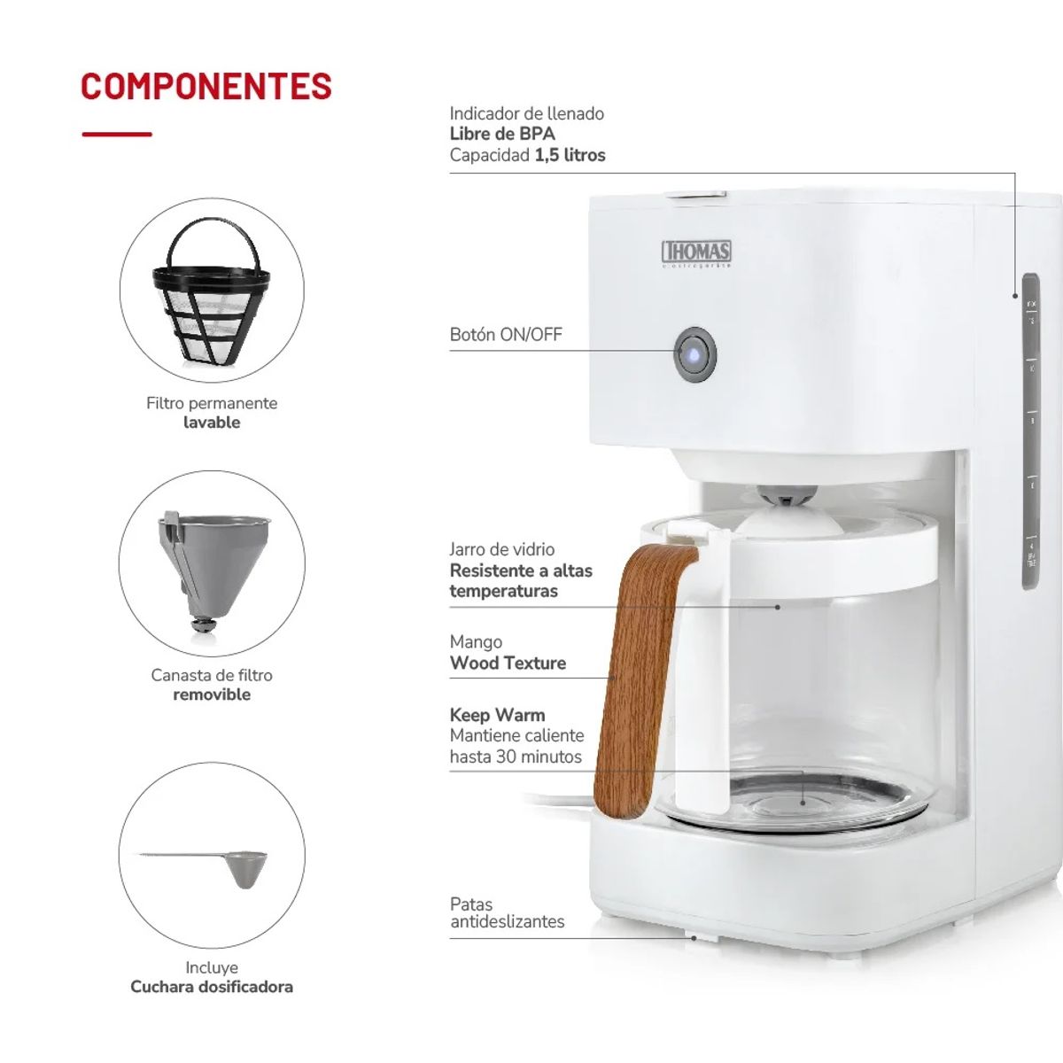 THOMAS - Cafetera Thomas 1,5 L