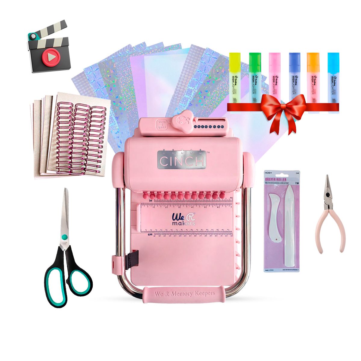 CINCH - Kit Encuadernación Pro Cinch Pink + Herramientas de Encuadernado + Regalo
