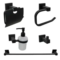 DOER - Juego de Accesorios Metálicos para baño,5 piezas, Negro