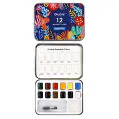GRABIE - Set Acuarela de Bolsillo +Pincel 12 colores Essential
