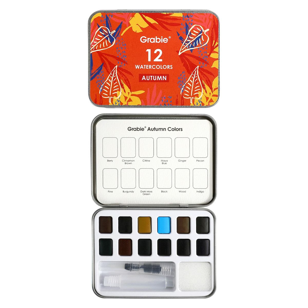 GRABIE - Grabie Set Acuarela de Bolsillo + Pincel 12 colores Otoñales