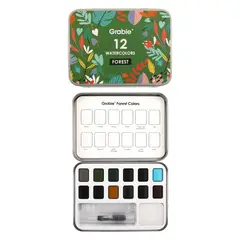GRABIE - Set Acuarela de Bolsillo +Pincel 12 colores de Bosque