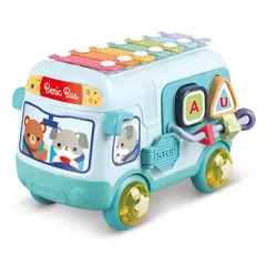 BENIC BABY - Autobús Musical Infantil con Xilófono y Figuras de Encastre Celeste