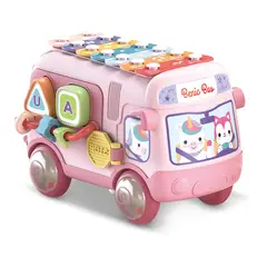 BENIC BABY - Autobús Musical Infantil con Xilófono y Figuras de Encastre Rosado