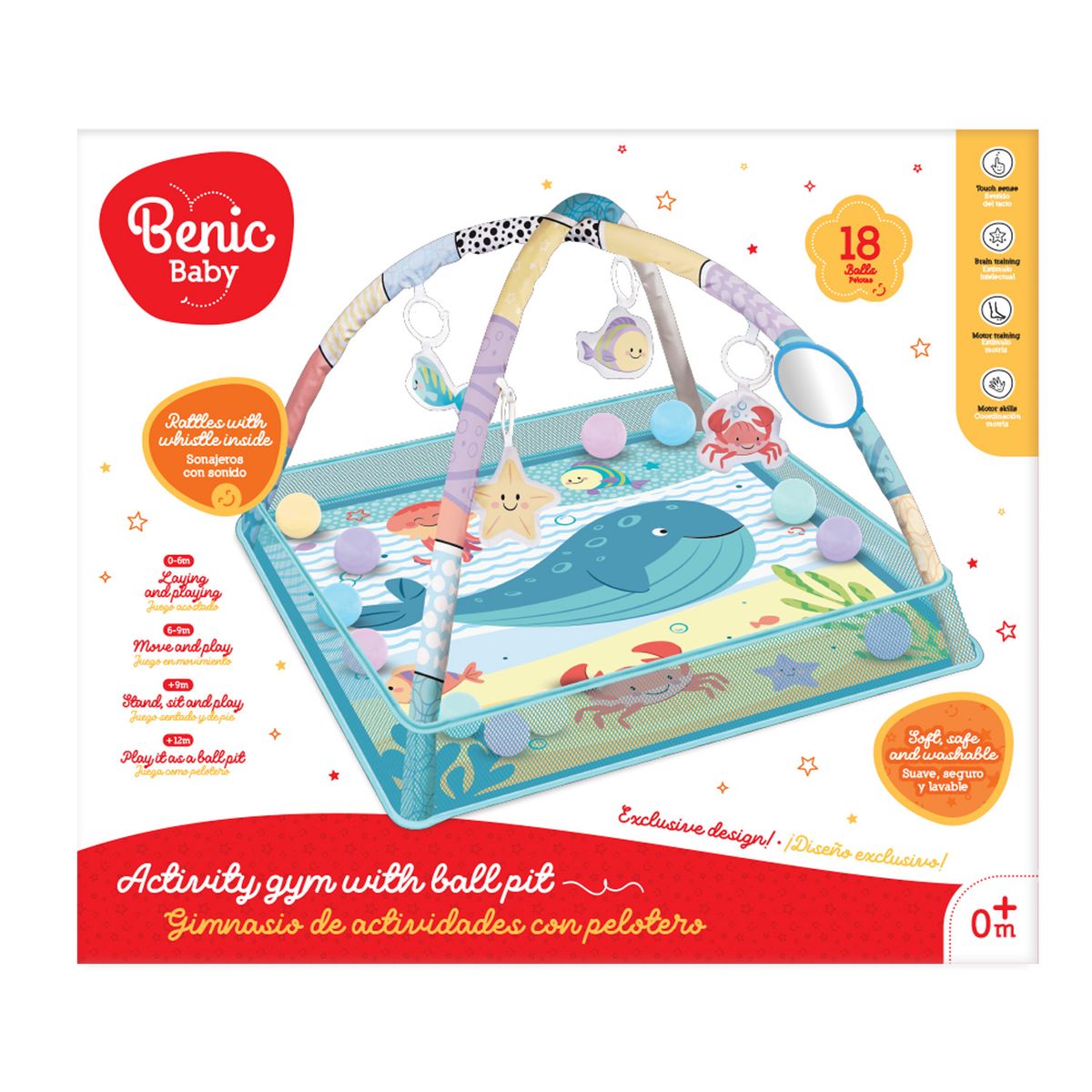 BENIC BABY - Gimnasio de Actividades con Pelotero y 18 Pelotas