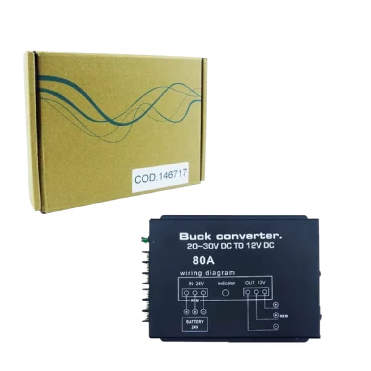 GENERICO - INVERSOR DE VOLTAJE 24V A 12V 80 AMP CON  VENTILADOR DOBLE