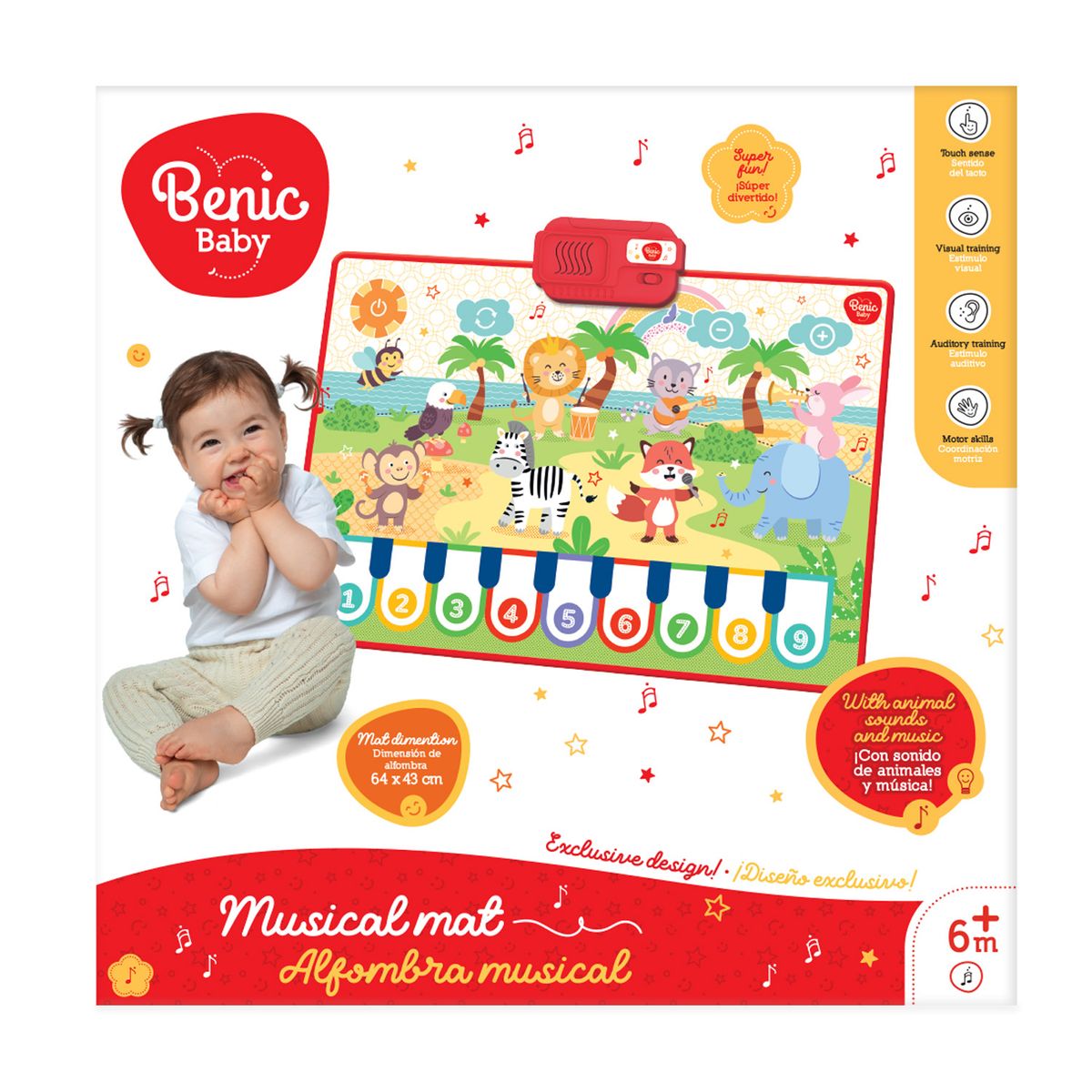 BENIC BABY - Alfombra Musical Infantil con Sonidos y Estimulación Sensorial