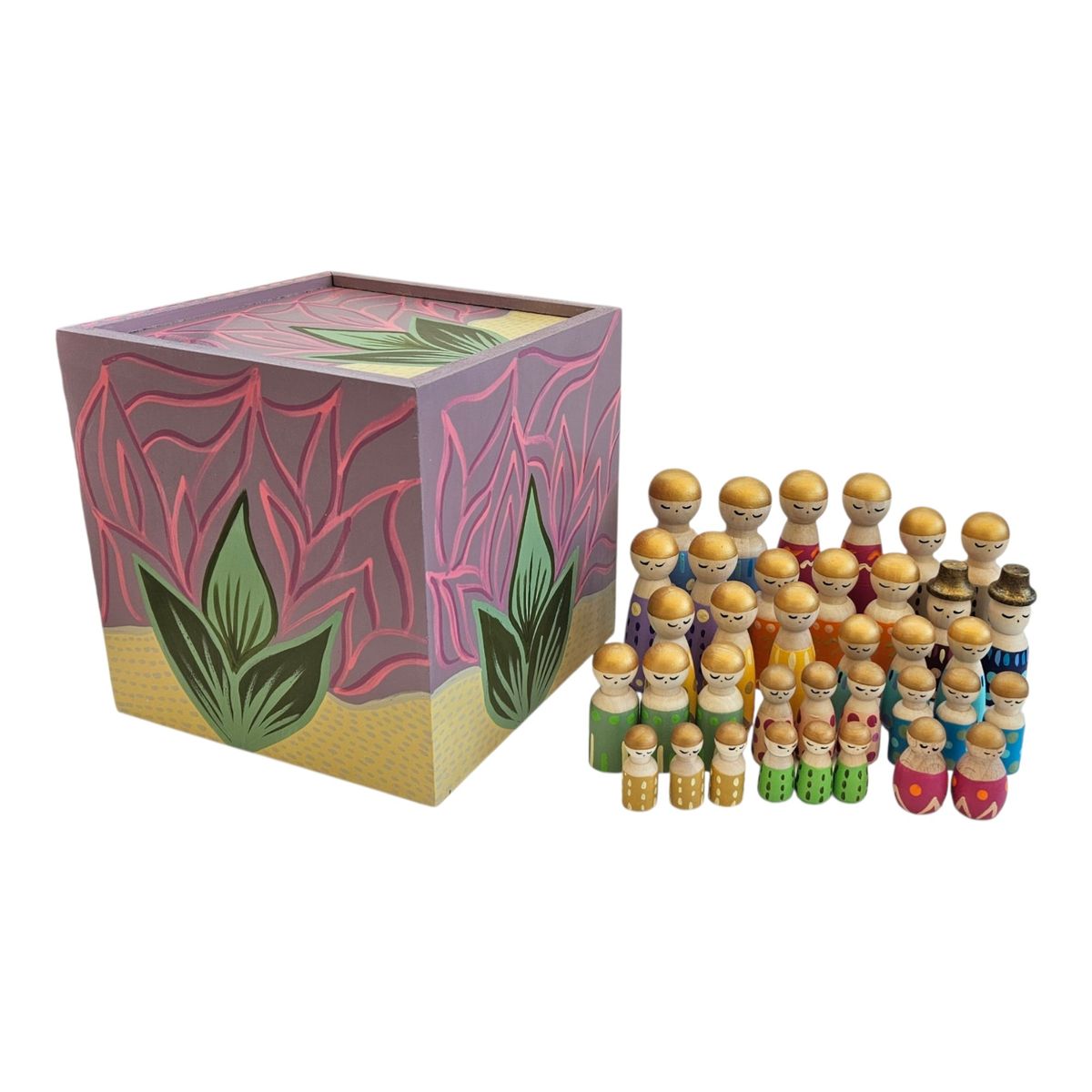 CREA TALLER - Famores + caja personas de madera 36 unidades
