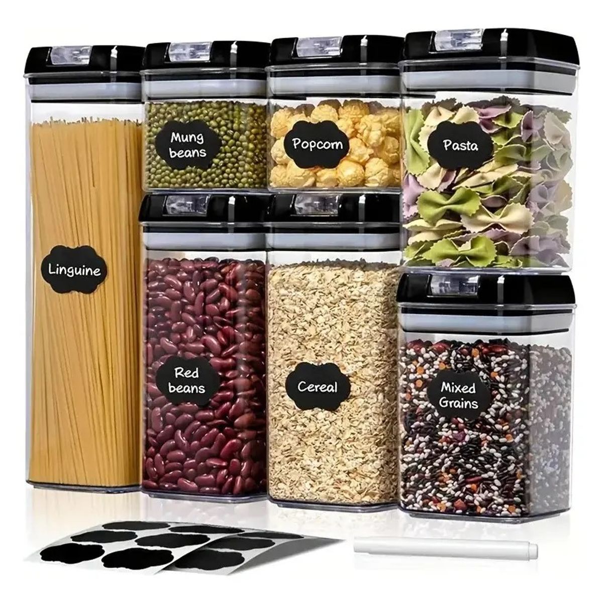 GENERICO - Set 7 Piezas Contenedor Alimentos Hermético Plastico Cocina y Despensa