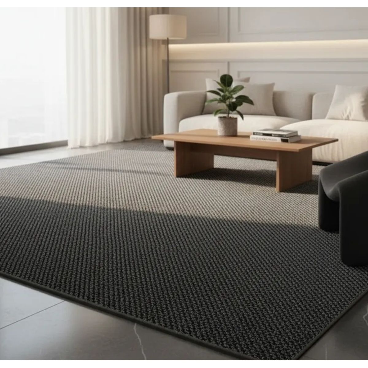 GENERICO - ALFOMBRA TEJIDA SISAL GRIS oscuro PREMIUM 150X200 ANTIDESLIZANTE WM