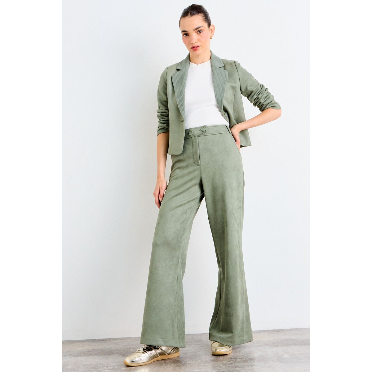 IO - Pantalon Liso Mujer Verde Oliva Io