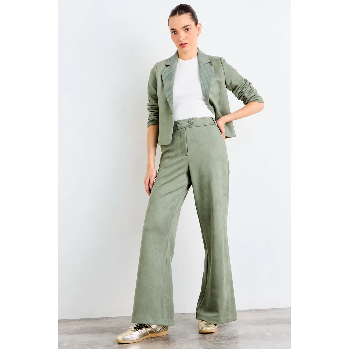 IO - Pantalon Liso Mujer Verde Oliva Io