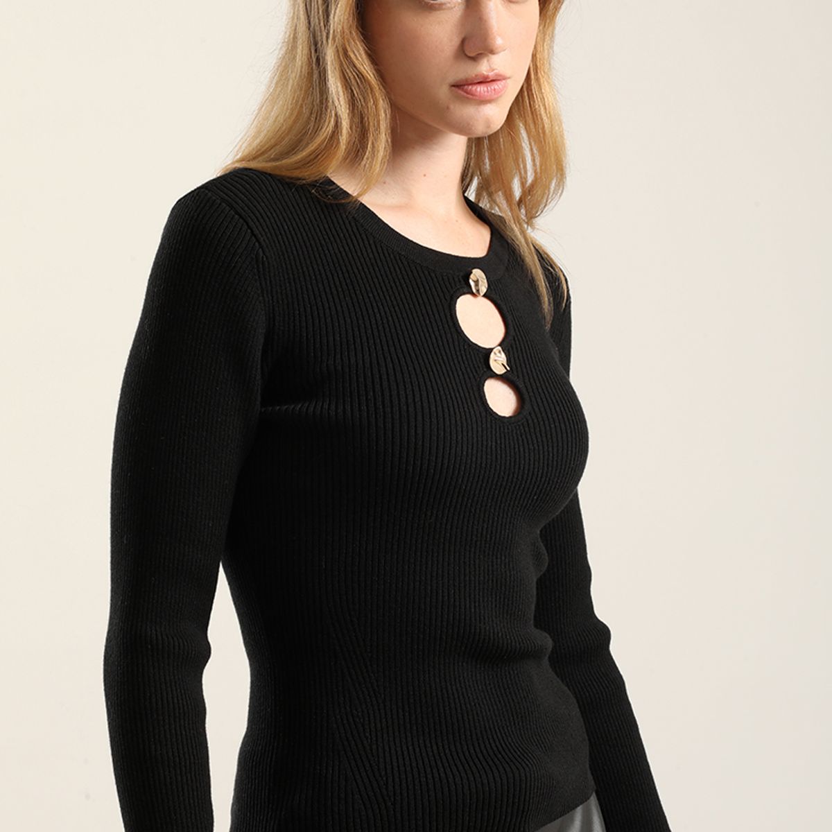 LIOLA - Jersey Punto Aberturas, Negro Liola