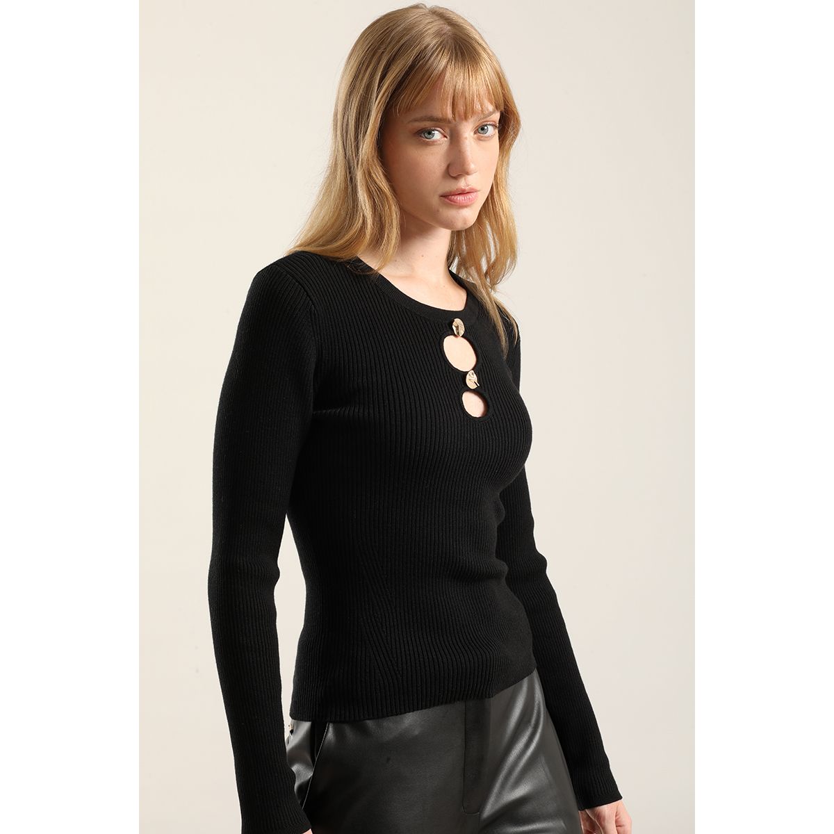 LIOLA - Jersey Punto Aberturas, Negro Liola