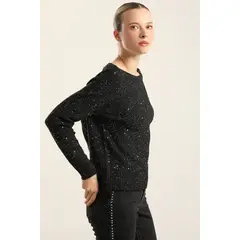 LIOLA - Jersey Punto Microlentejuelas, Negro
