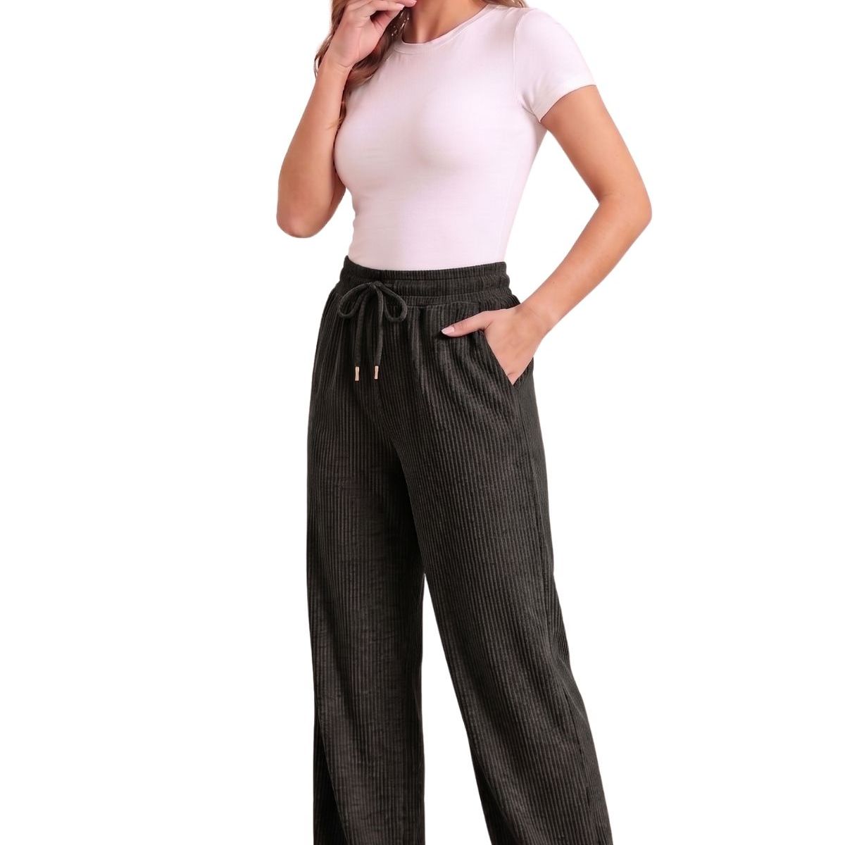 LOOK SHOP - Pantalón Mujer Recto, Buzo Jogger Versátil, Interior Polar 0004