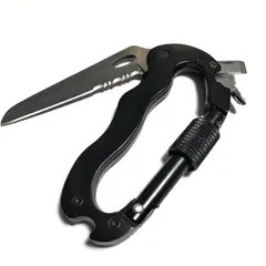 GENERICO - Mosquetón multifunción de supervivencia con cuchillo aa30