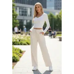 LOOK SHOP - Pantalón Mujer Recto, Buzo Jogger Versátil, Interior Polar 0004