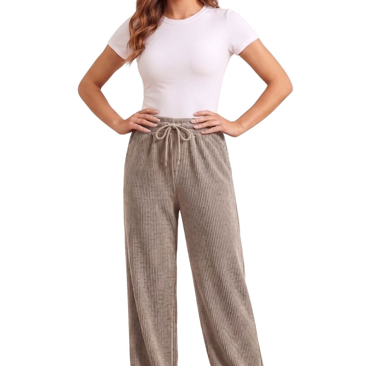 LOOK SHOP - Pantalón Mujer Recto, Buzo Jogger Versátil, Interior Polar 0004