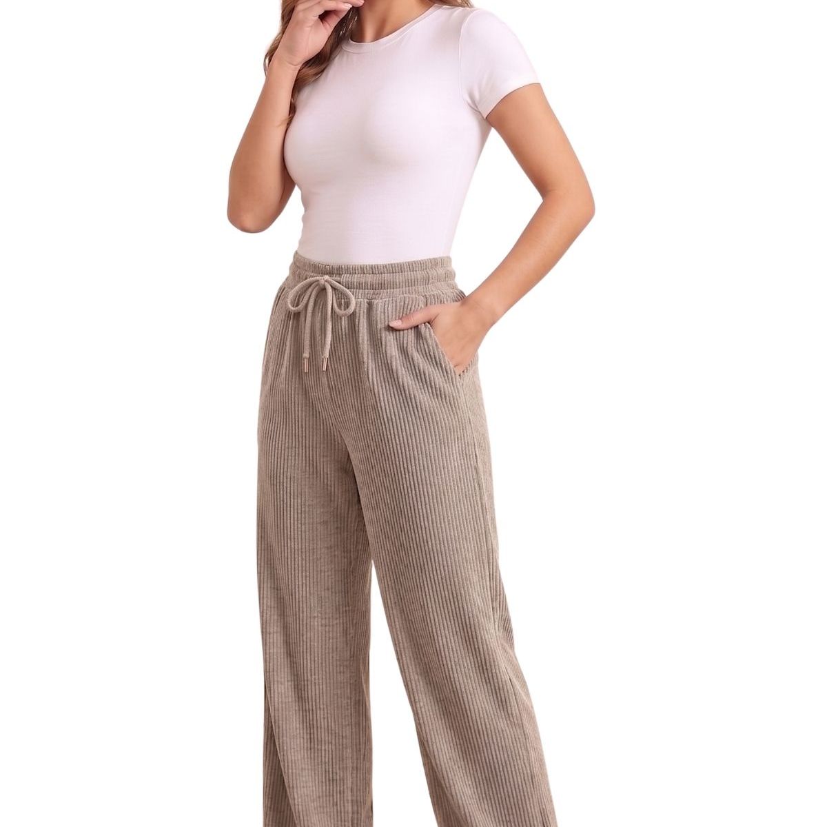 LOOK SHOP - Pantalón Mujer Recto, Buzo Jogger Versátil, Interior Polar 0004