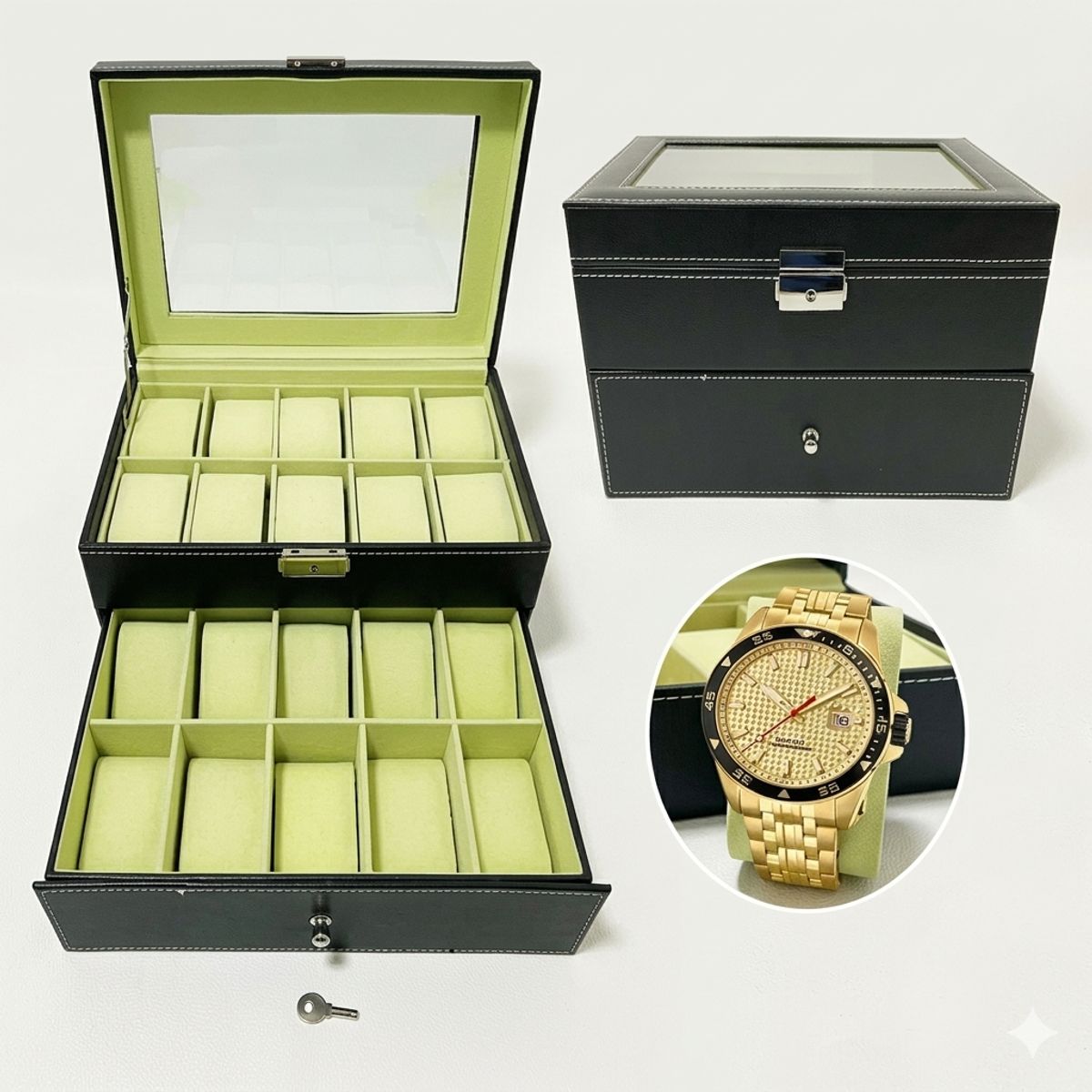 GENERICO - Caja Organizadora 20 Relojes con Cajonera