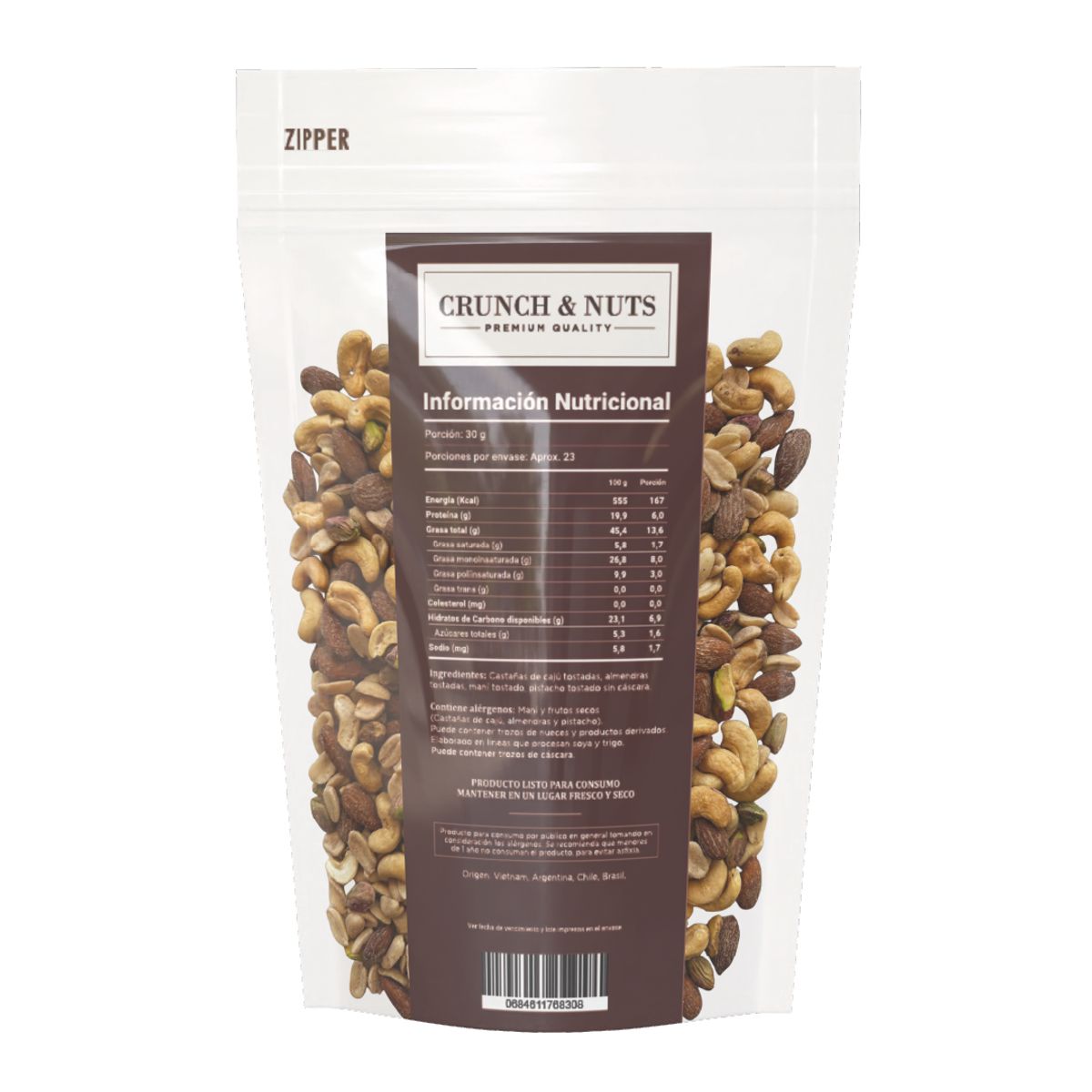 CRUNCH AND NUTS - Mix de Frutos Secos Sin Sal Crunch & Nuts 700 g Kiosclub
