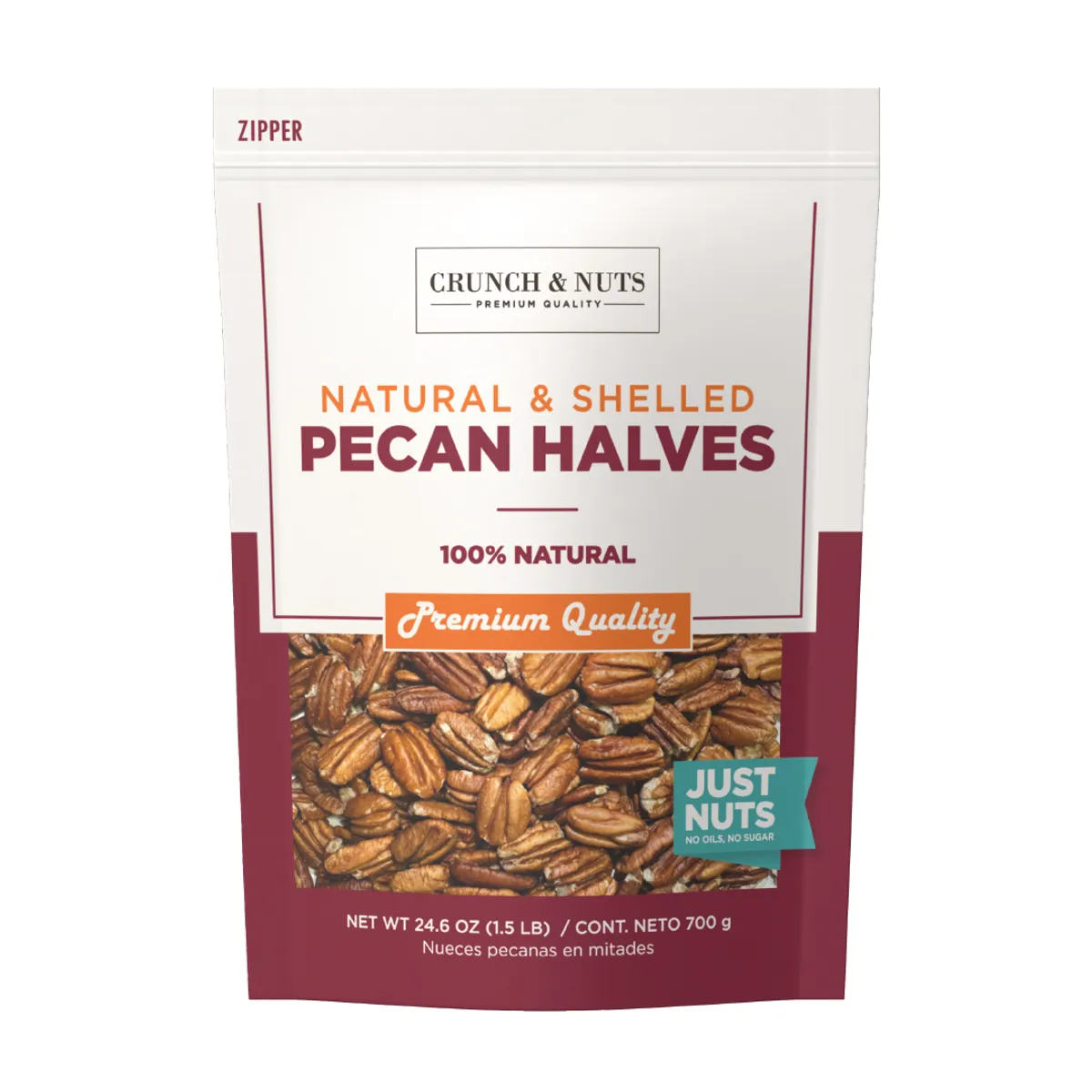 CRUNCH AND NUTS - Nueces Pecanas en Mitades Crunch & Nuts 700 g Kiosclub