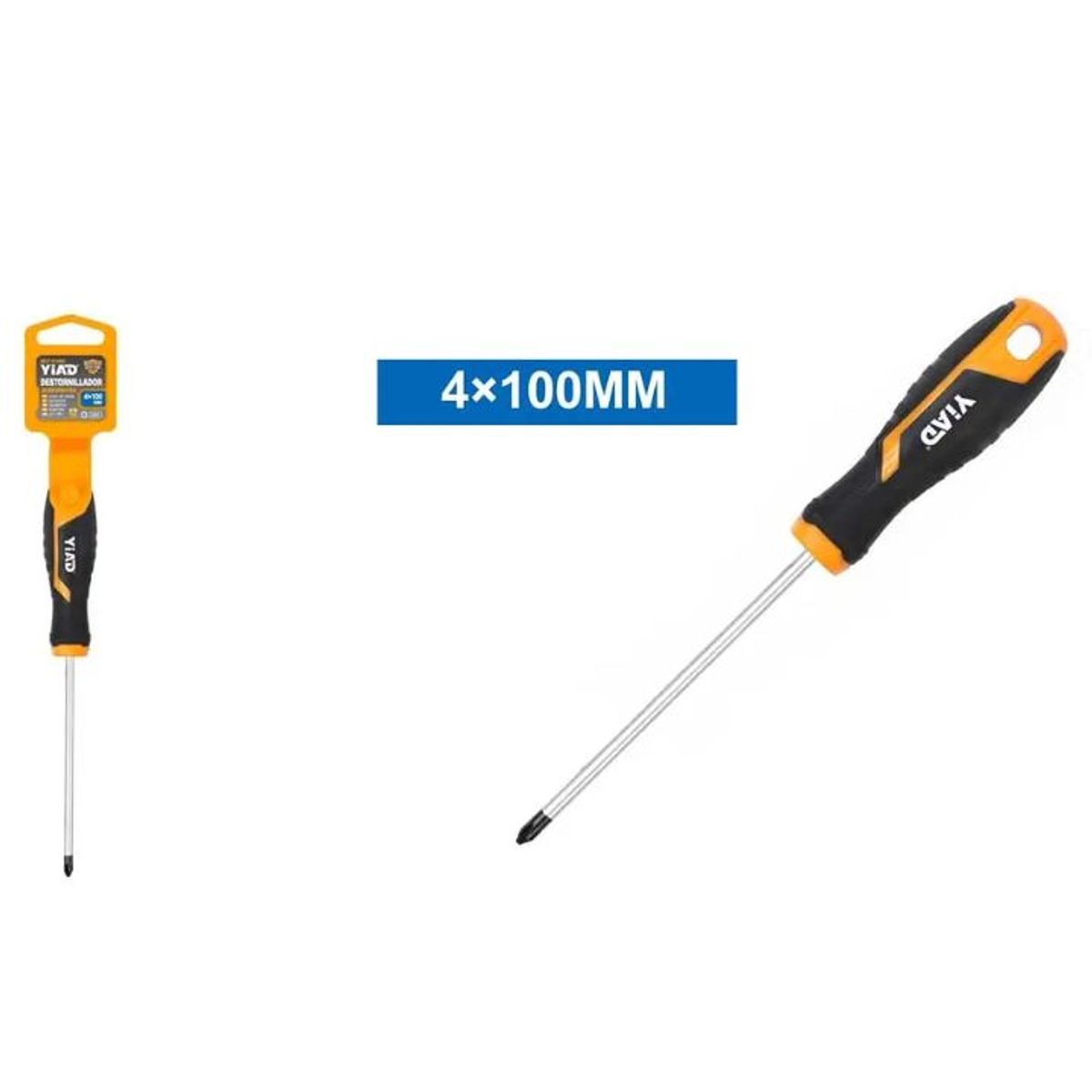 GENERICO - Destornillador Phillips 4x100 mm - Punta Magnética Precisión - Acero