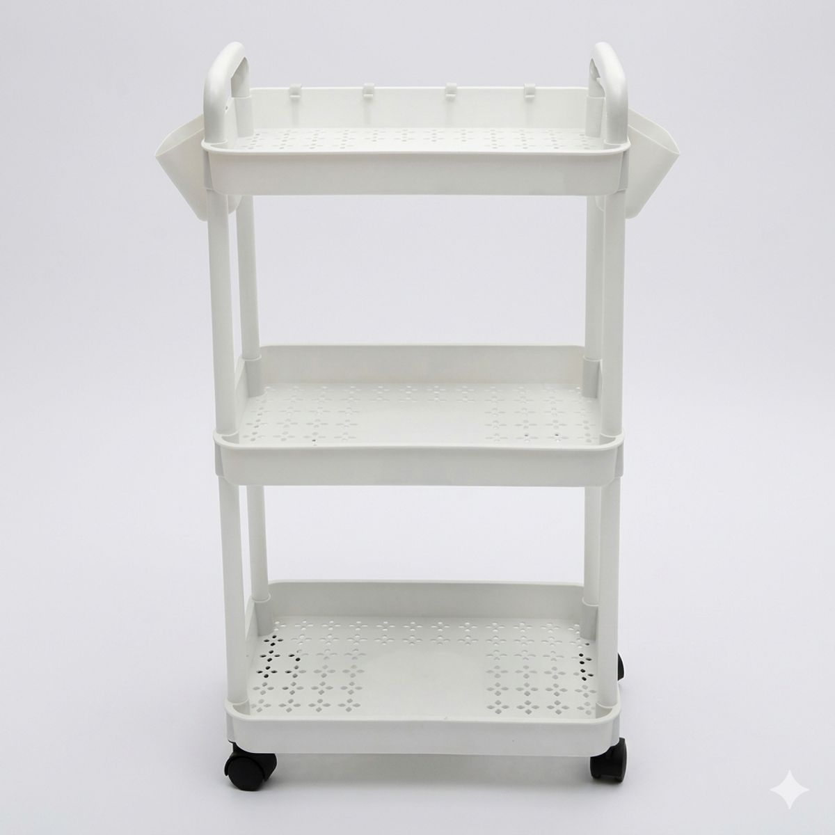 GENERICO - Carrito Organizador Con Ruedas Asas Multiuso 3 Niveles Color Blanco