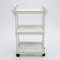 GENERICO - Carrito Organizador Con Ruedas Asas Multiuso 3 Niveles Color Blanco