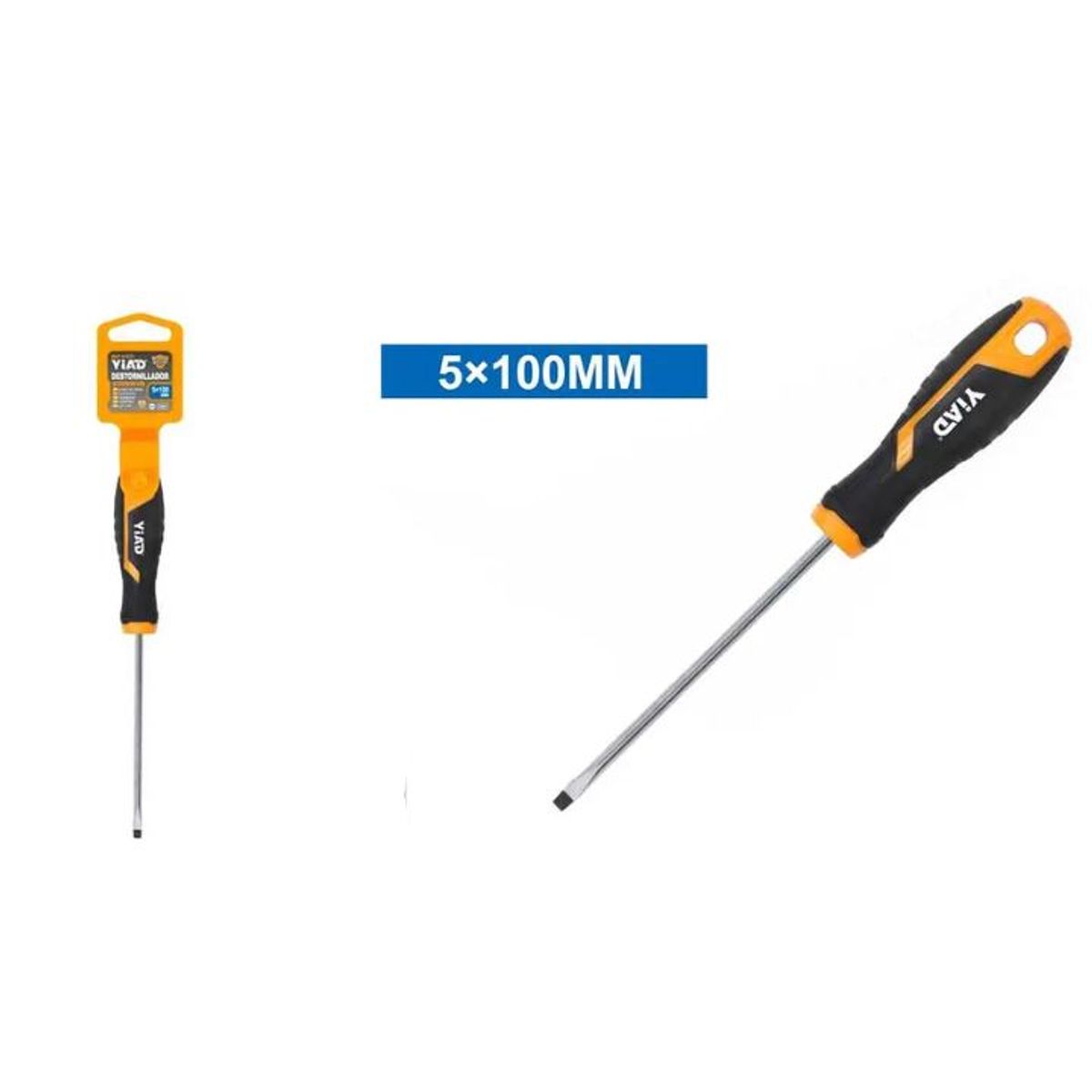 GENERICO - Destornillador Plano 5x100 mm - Punta Magnética De Alto Torque - Acero