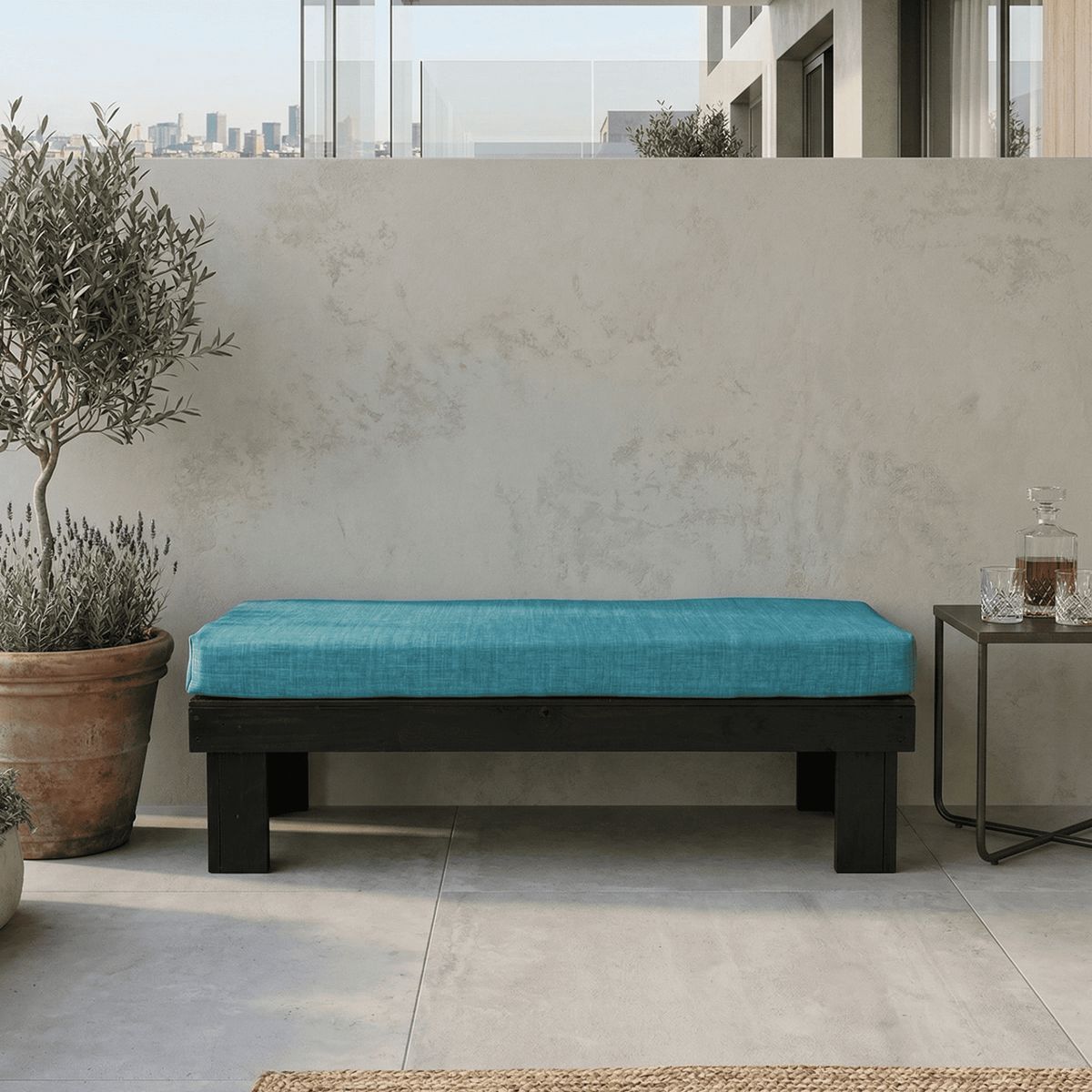 GENERICO - Banqueta Urban Loft Negra Azul con Asiento Acolchado Terrazas