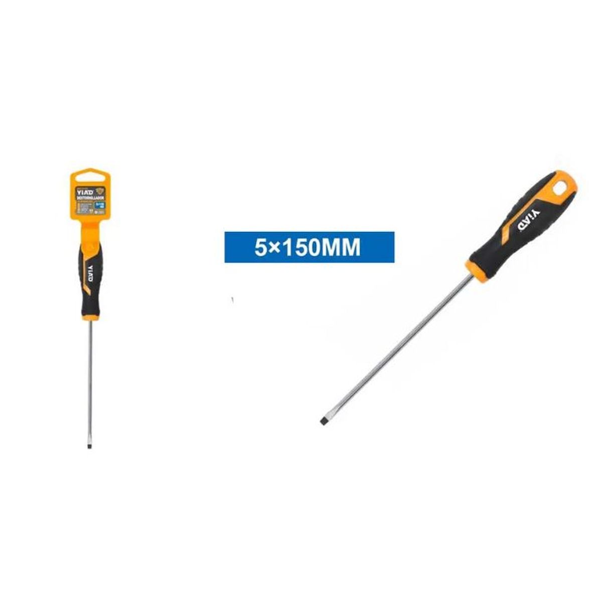 GENERICO - Destornillador Plano 5x150 mm - Punta Magnética Extra Larga - Acero