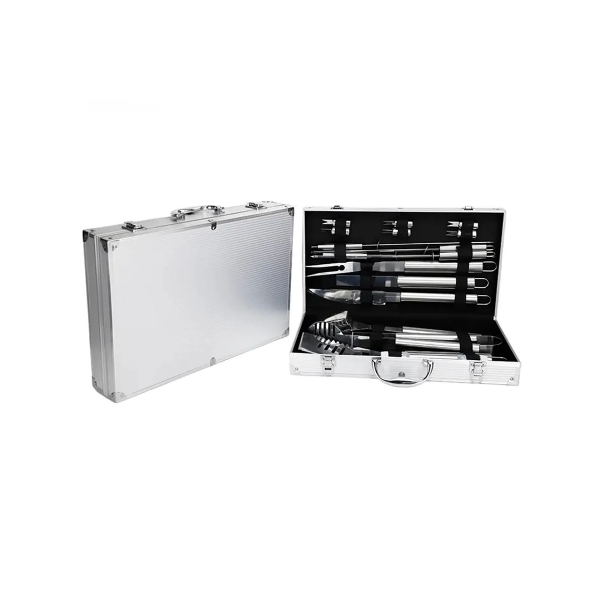 MOVI - MALETA DE LUJO CON SET PARRILLERO DE 18 PIEZAS ACERO INOX,